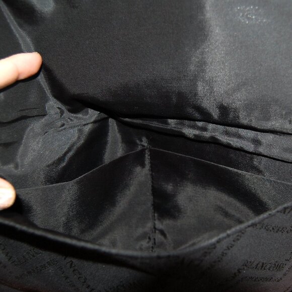 Vintage LANCÔME black CLUTCH signature fabric 60's evening hand bag - Picture 4 of 4